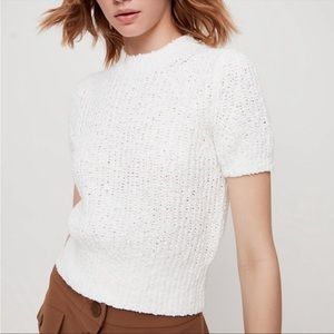 Little Moon from Aritzia White Crochet Crop T Shirt Top size XS